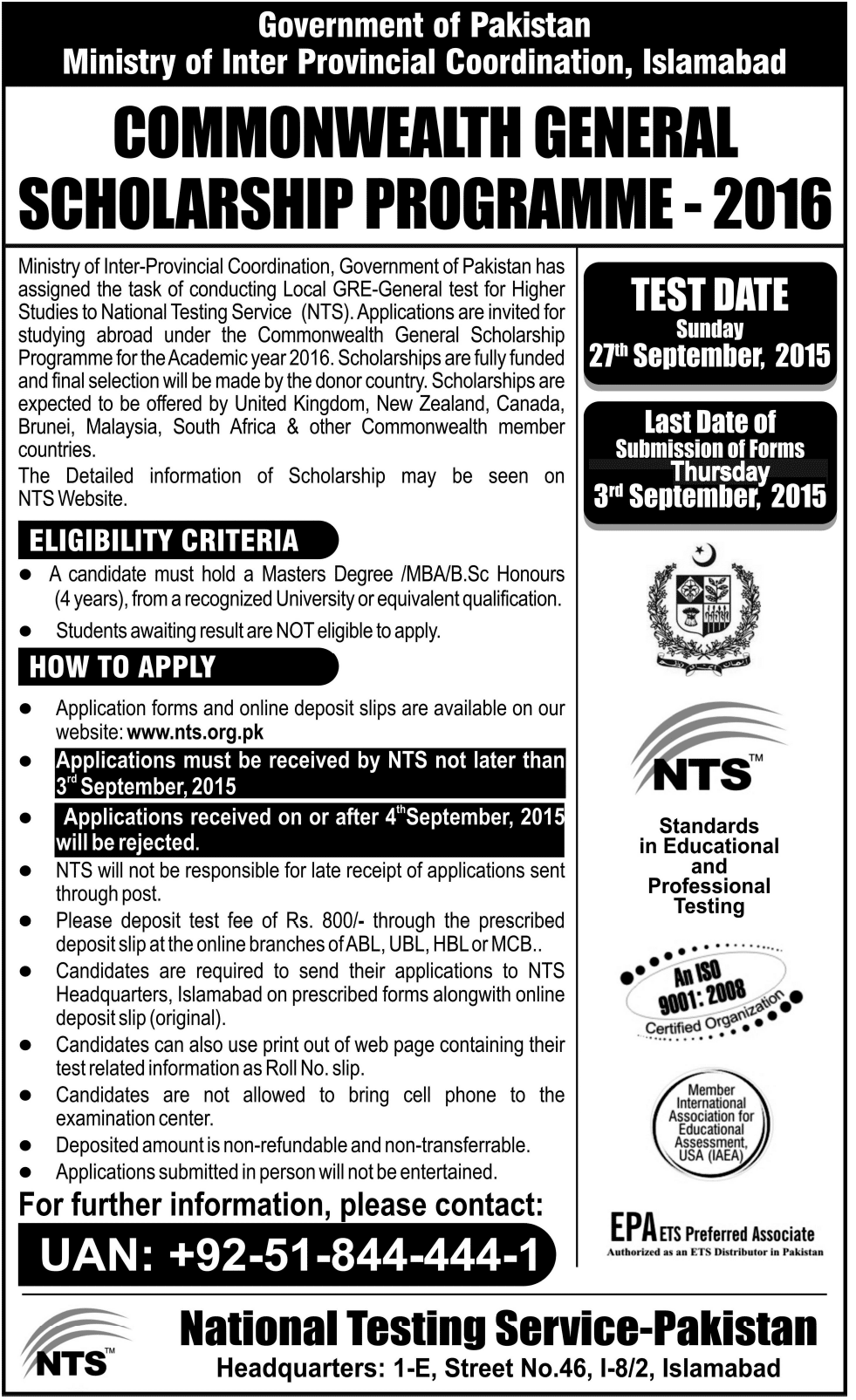 Commonwealth General Scholarships.