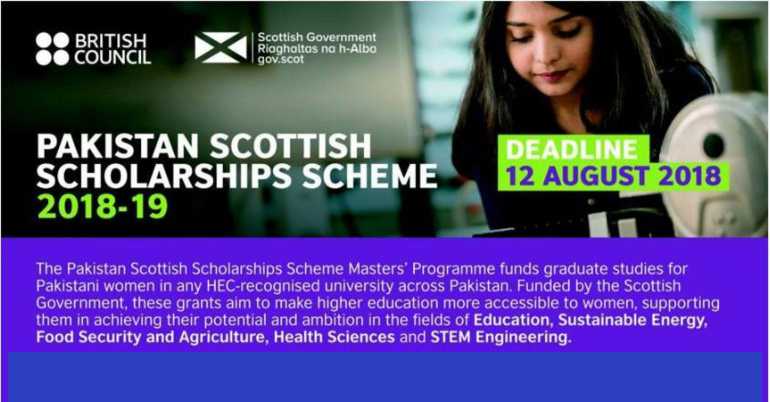 For Pakistani Women British Council Pakistan Scottish Master Scholarships.