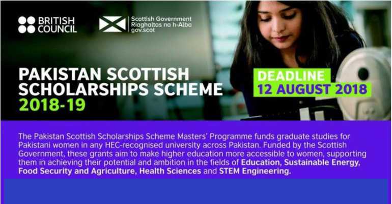 For Pakistani Women British Council Pakistan Scottish Master Scholarship Scheme 2018-2019
