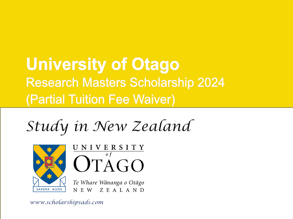 University of Otago Research Masters Scholarships.