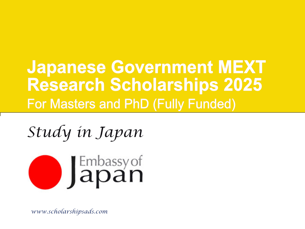 Japanese Government MEXT Research Scholarships.