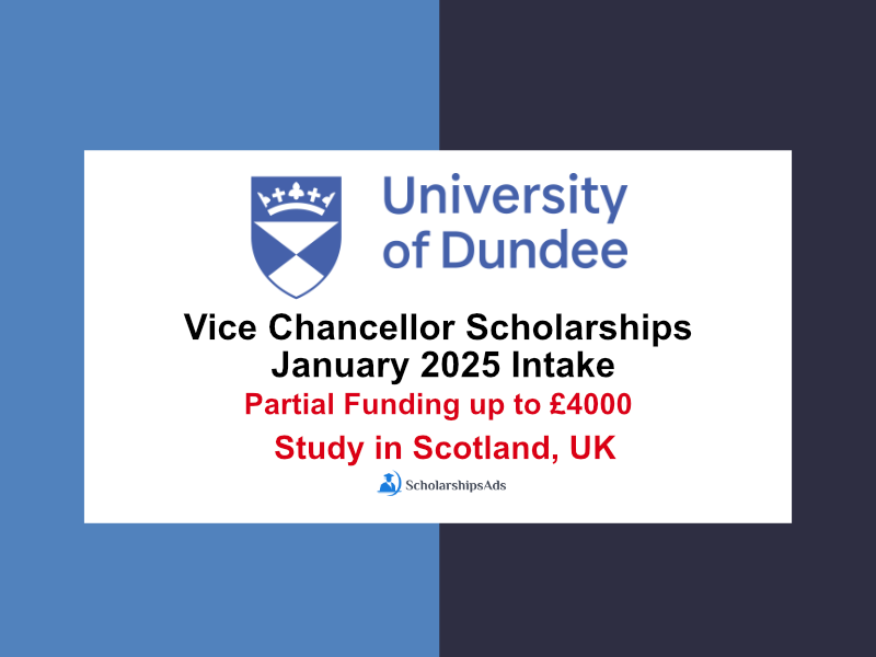University of Dundee Vice Chancellor Scholarships January 2025 in Scotland UK