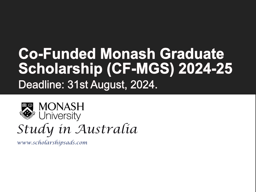 Co-Funded Monash Graduate Scholarship (CF-MGS) 2024-25