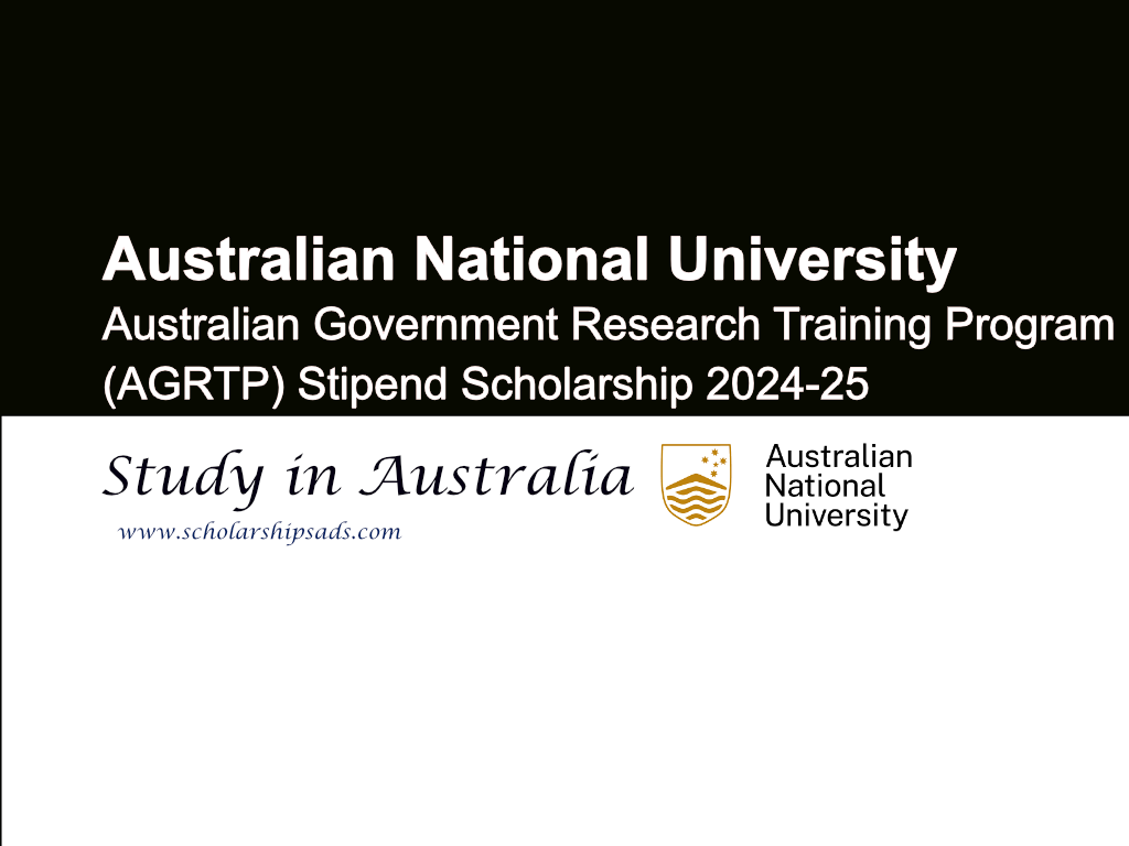 ANU Australian Government Research Training Program (AGRTP) Stipend Scholarships.