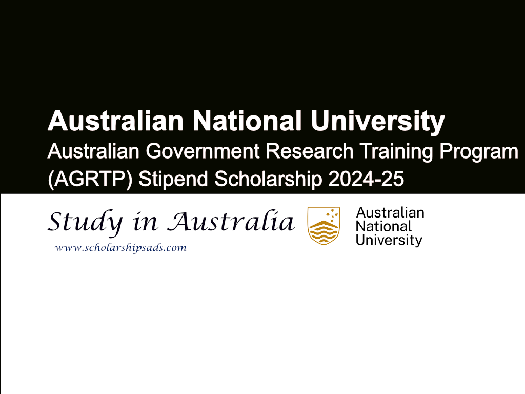  ANU Australian Government Research Training Program (AGRTP) Stipend Scholarships. 