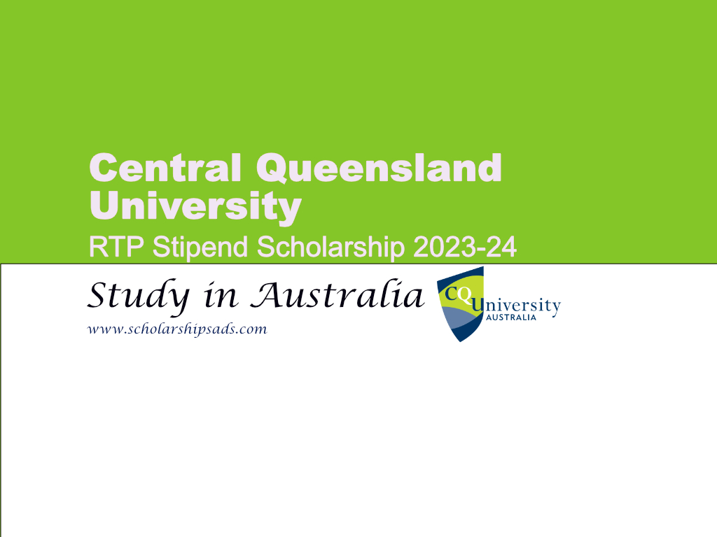 Fully Funded Central Queensland University RTP Stipend Scholarship 2023-24 in Australia.