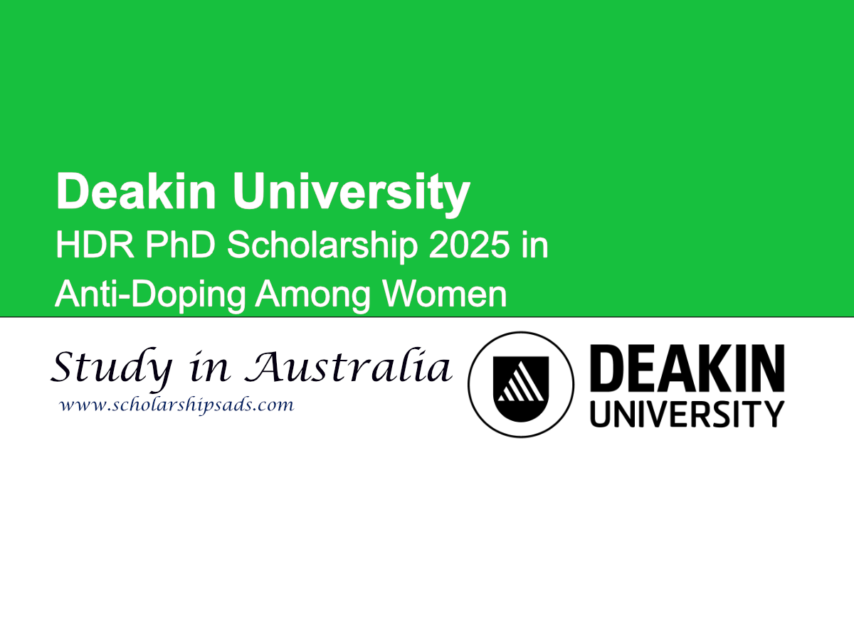Deakin University Australia HDR PhD Scholarship 2025 in Anti-Doping Among Women