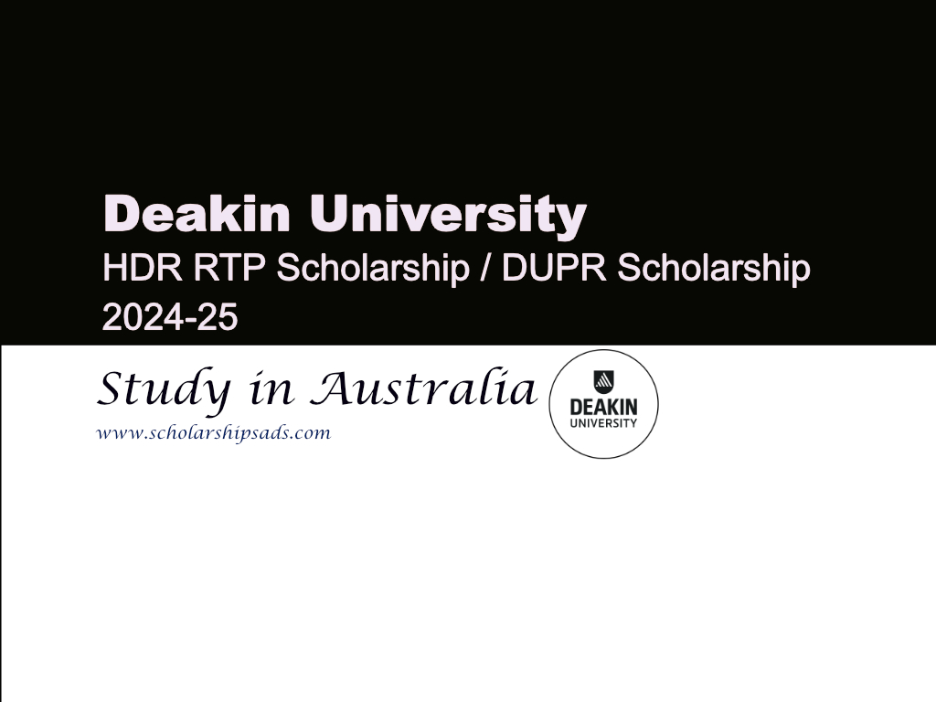  Deakin University HDR RTP Scholarships. 