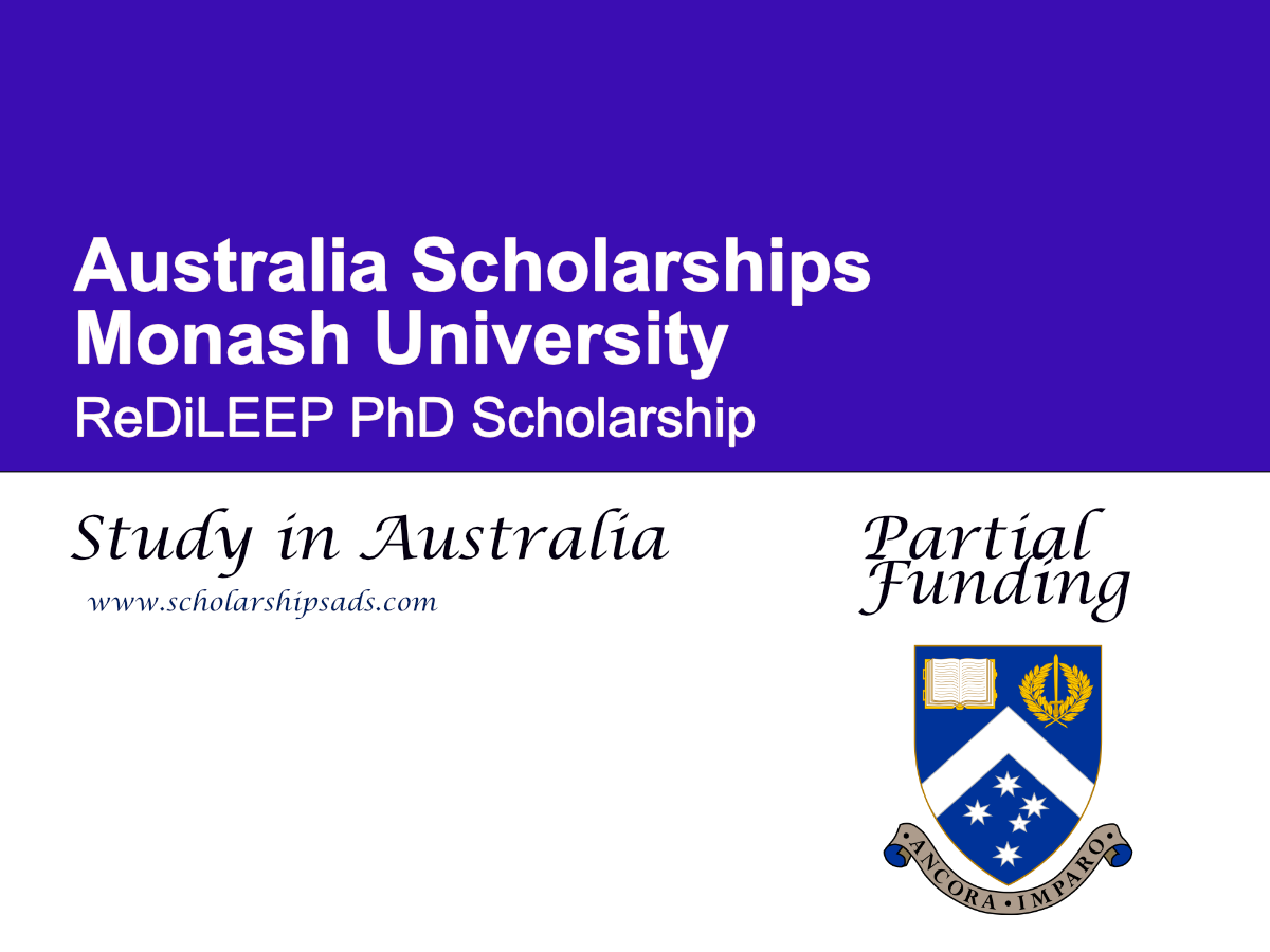 Monash University ReDiLEEP PhD Scholarship 2027, Australia