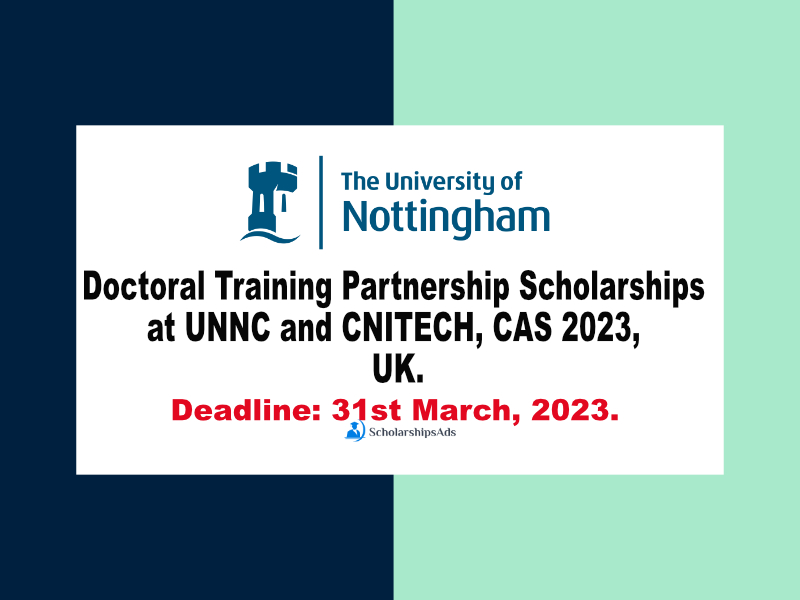  Doctoral Training Partnership Scholarships. 