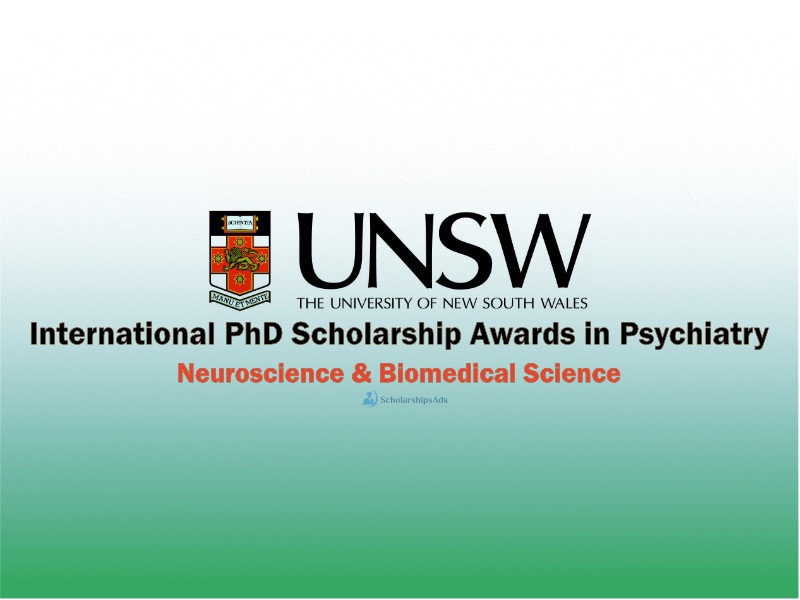 UNSW International PhD Scholarship Awards in Psychiatry, Australia 2021-22