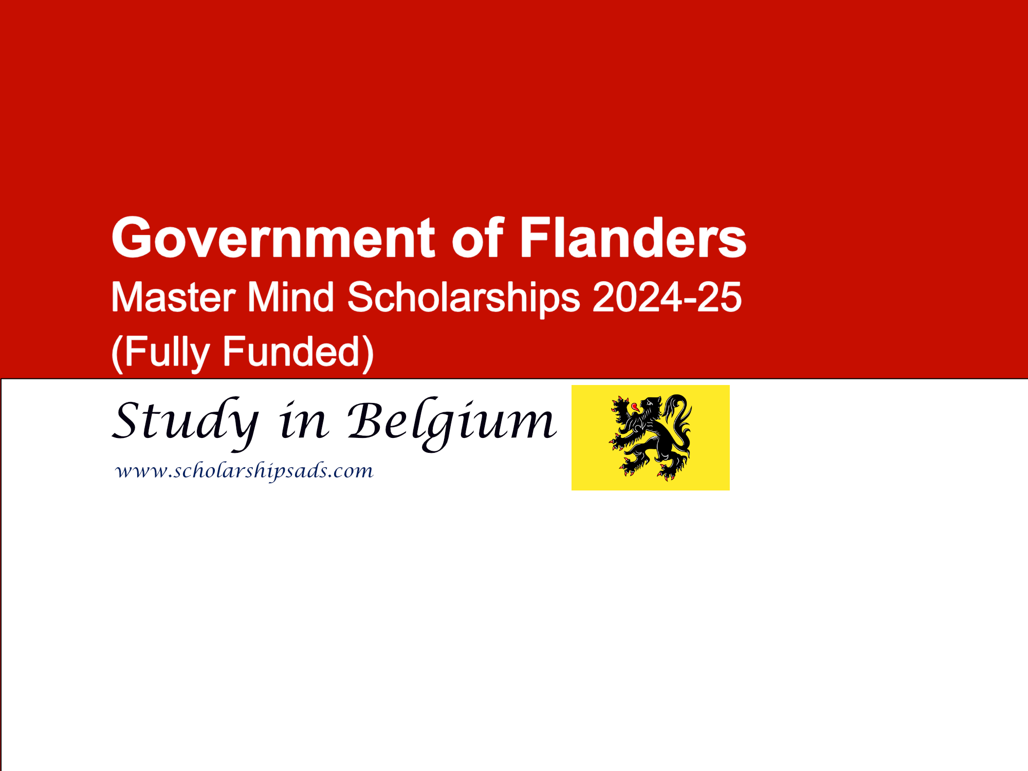Government of Flanders Master Mind Scholarships 2024-25, Belgium. (Fully Funded)