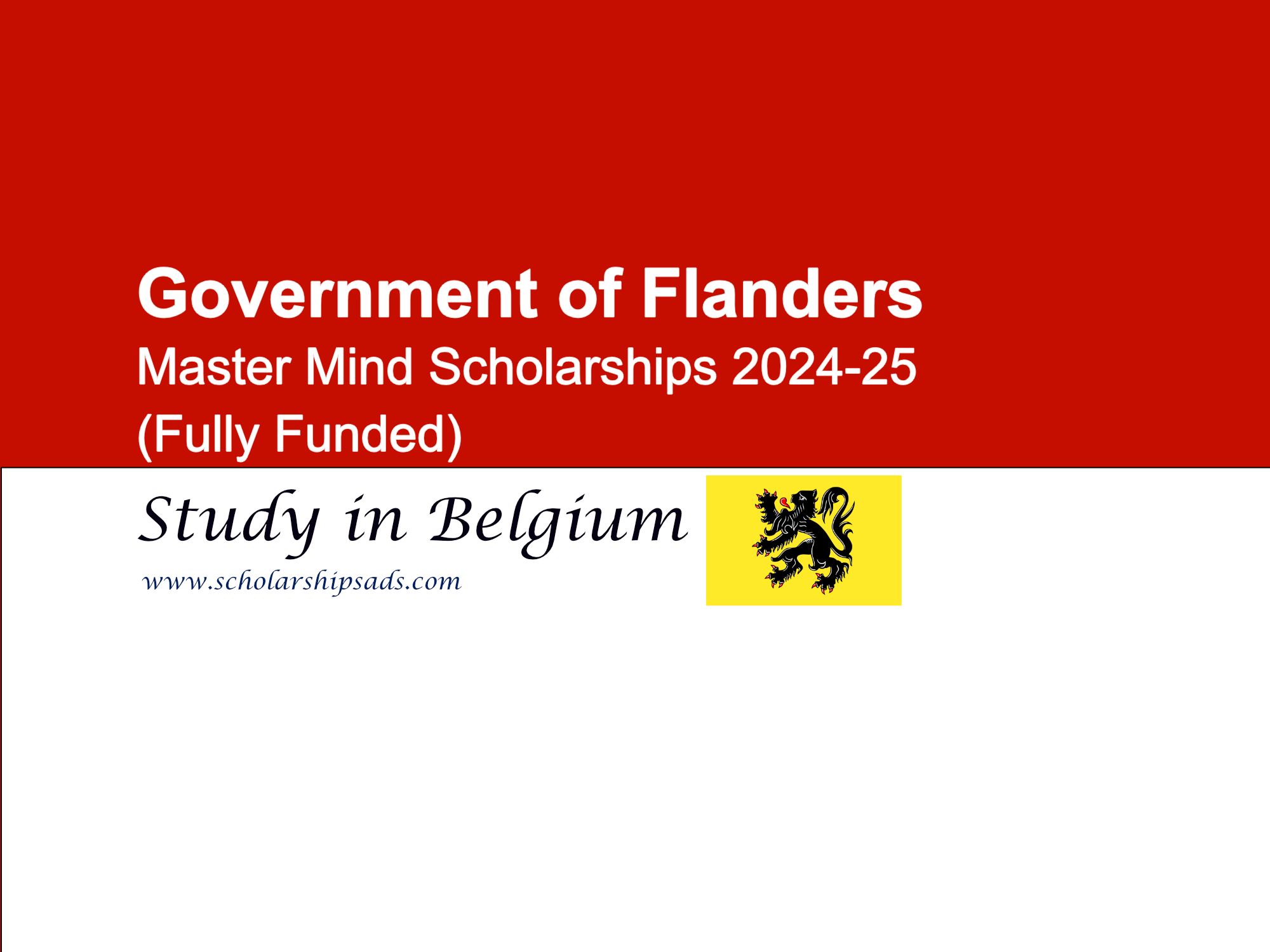 Government of Flanders Master Mind Scholarships.