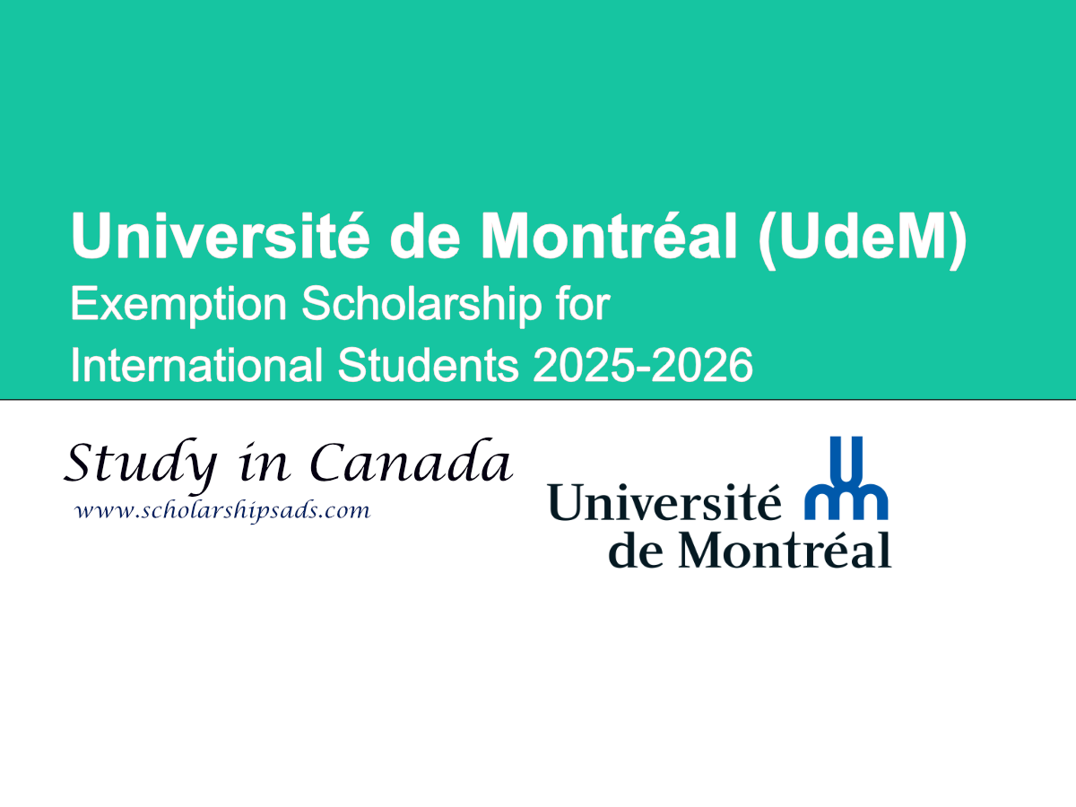 Université de Montréal (UdeM) Canada Exemption Scholarship for International Students 2025-2026
