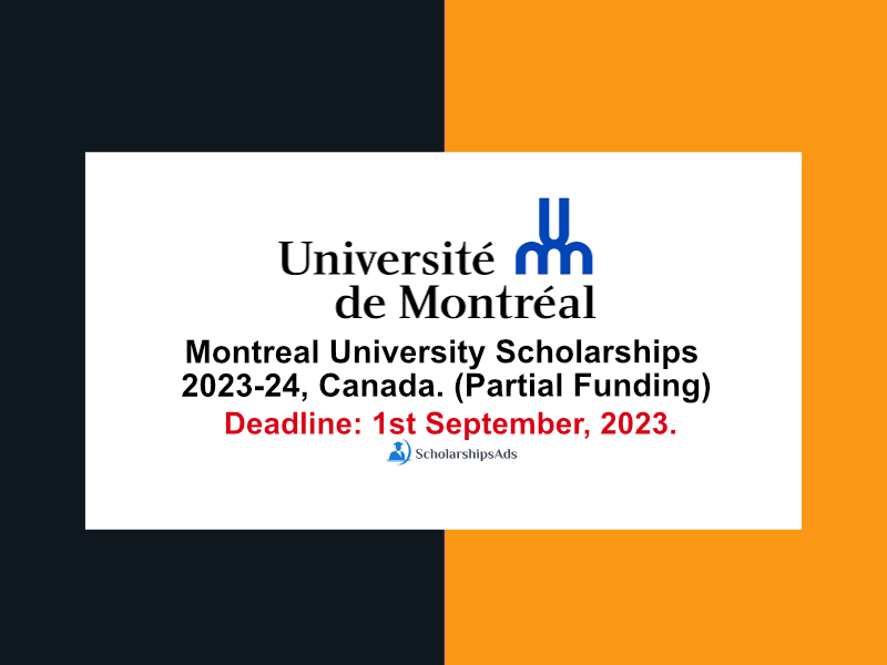Montreal University Scholarships 2023-24, Canada. (Partial Funding)