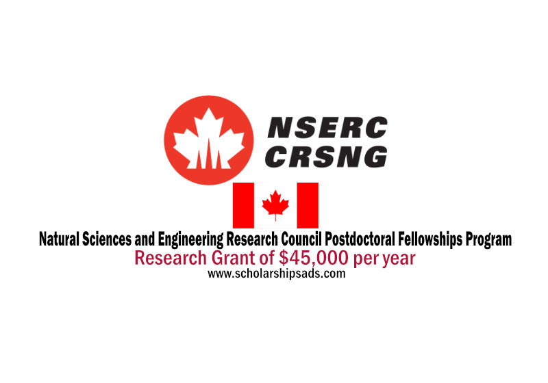Natural Sciences and Engineering Research Council Postdoctoral Fellowships Program, Canada 2022/2023