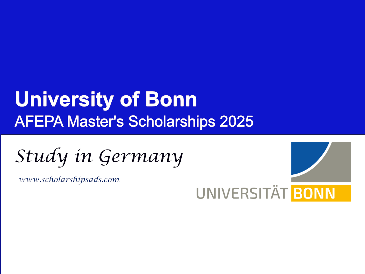 University of Bonn Germany Offers AFEPA Masters Scholarships.