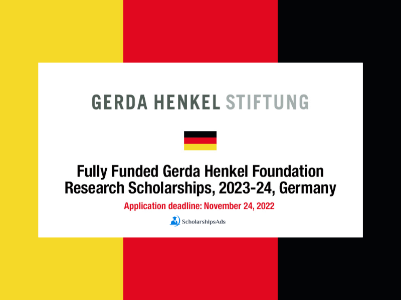Gerda Henkel Foundation Fully funded research fellowship, Germany 2023