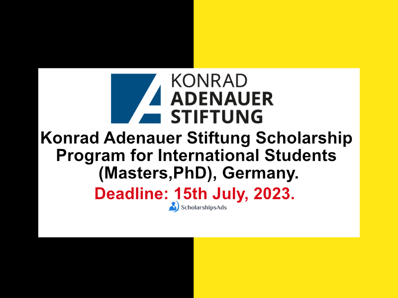 Konrad Adenauer Stiftung Scholarship Program 2023 for International Students (Masters,PhD), Germany.