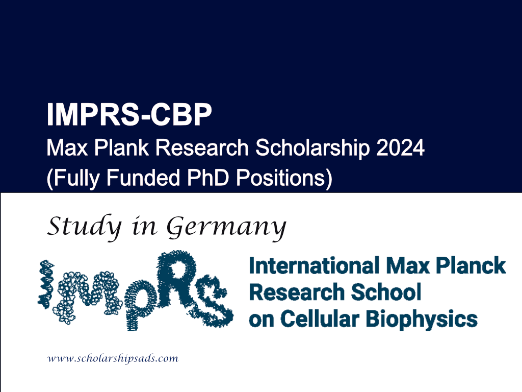  IMPRS-CBP Max Plank Research Scholarship 2024 in Germany (Fully Funded)