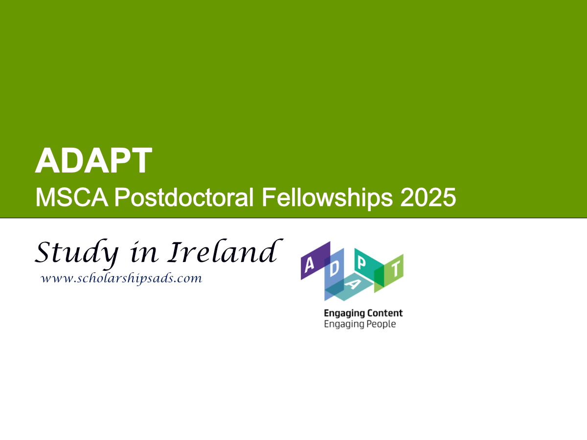 ADAPT Ireland MSCA Postdoctoral Fellowships 2025