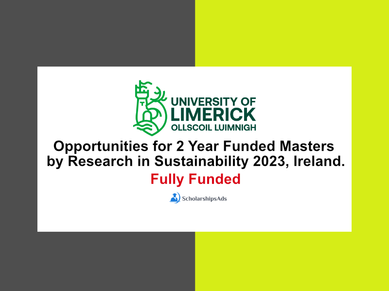 Opportunities for 2 Year Funded Masters by Research in Sustainability 2023