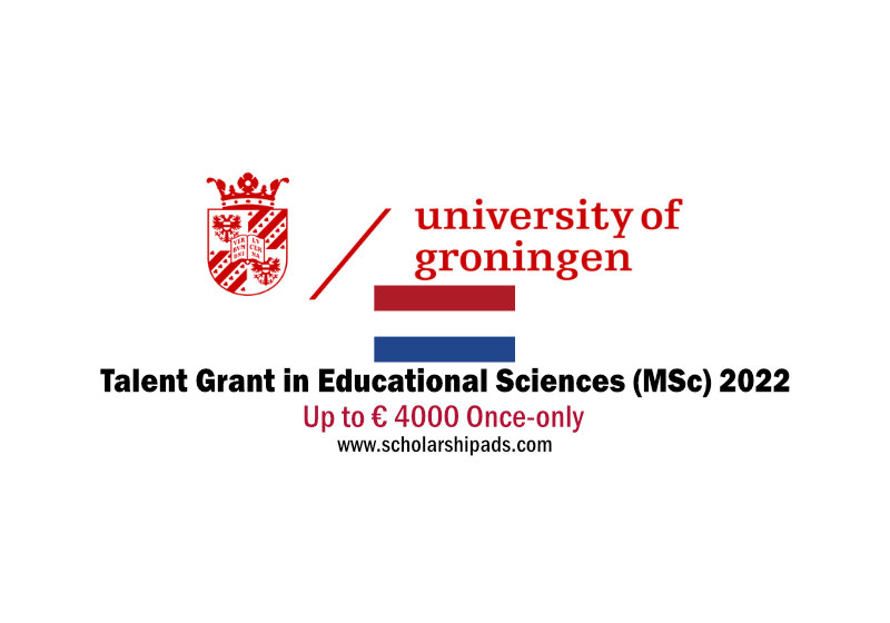  University of Groningen Talent Grant: Educational Sciences (MSc), Netherlands 2022 