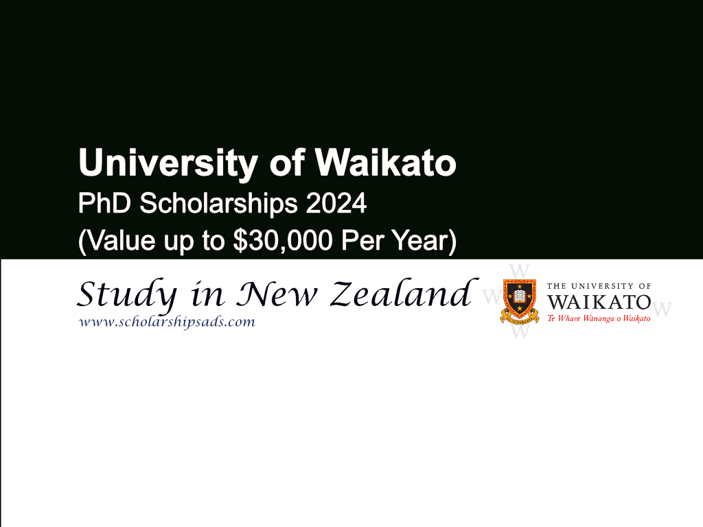  University of Waikato PhD Scholarships. 