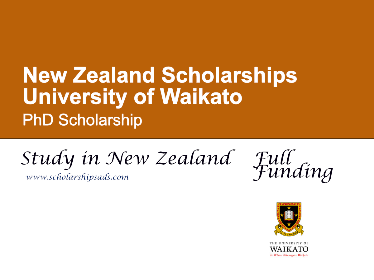 University of Waikato PhD Scholarship, New Zealand (Fully Funded)