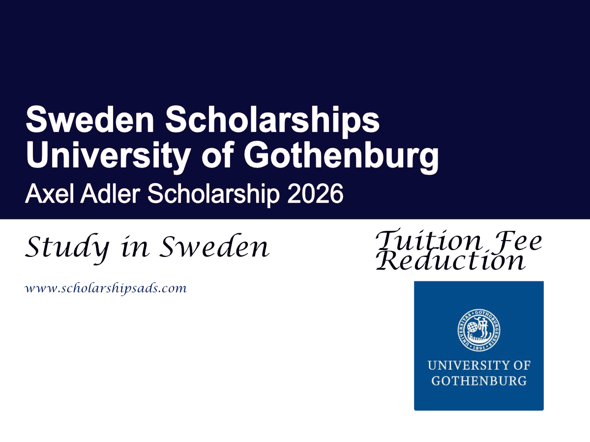 Sweden University of Gothenburg Axel Adler Scholarship 2026