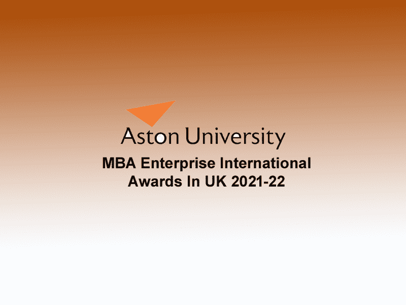 MBA Enterprise International Awards at Aston University, UK 2021-22