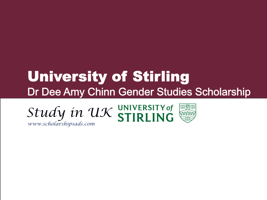 University of Stirling News Dr Dee Amy Chinn Gender Studies Scholarship 2024, UK.