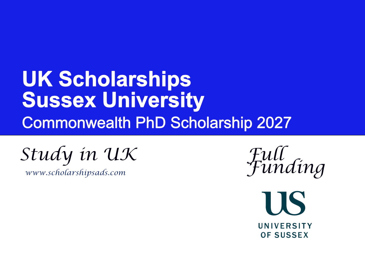 Sussex University Commonwealth PhD Scholarship 2027, UK (Fully Funded)