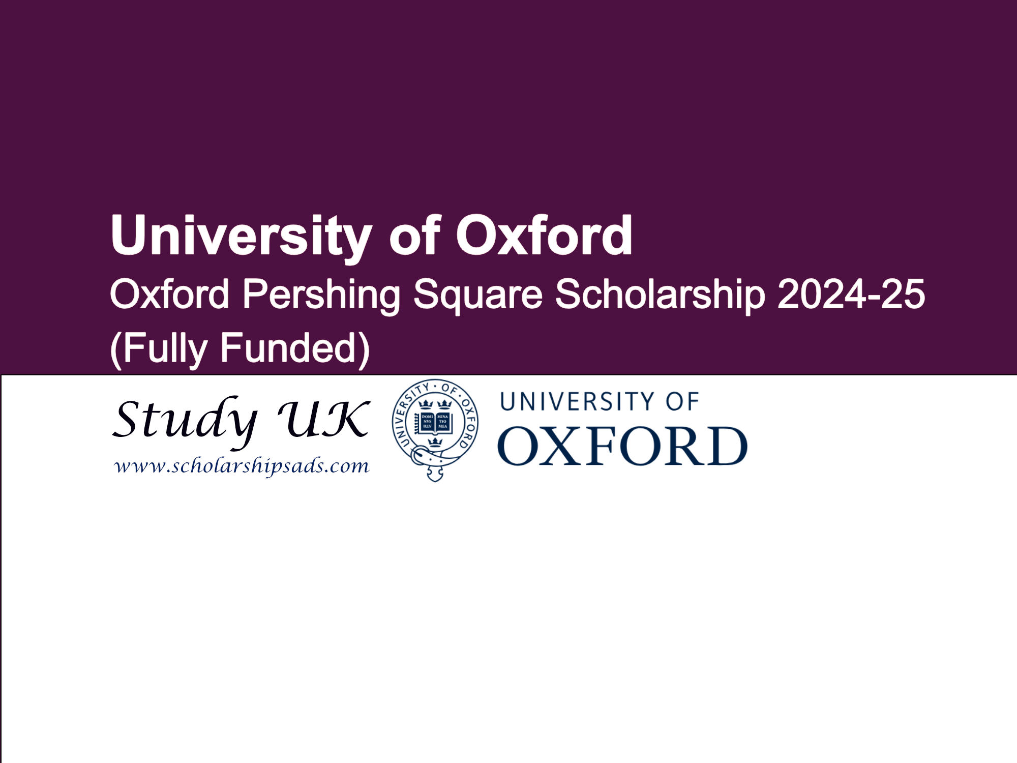 Oxford Pershing Square Scholarship 2024-25, UK. (Fully Funded)