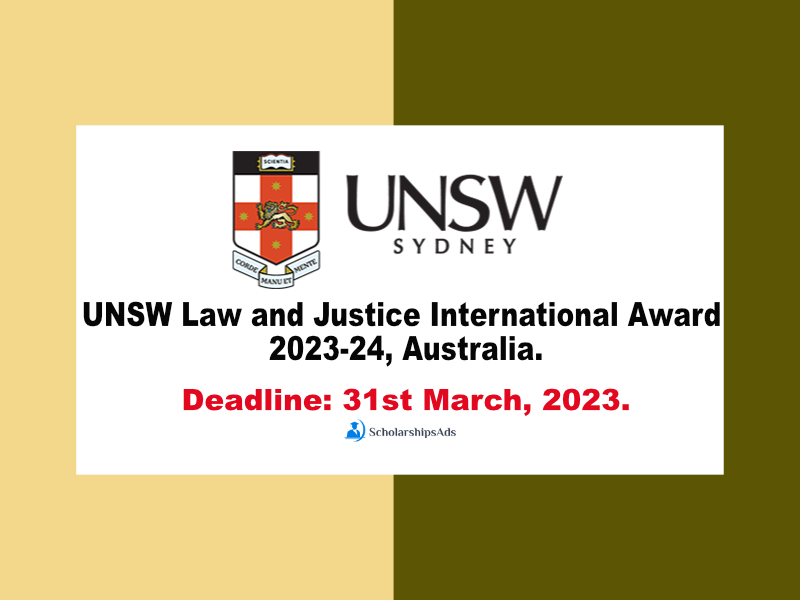 UNSW Law and Justice International Award 2023-24, Australia.