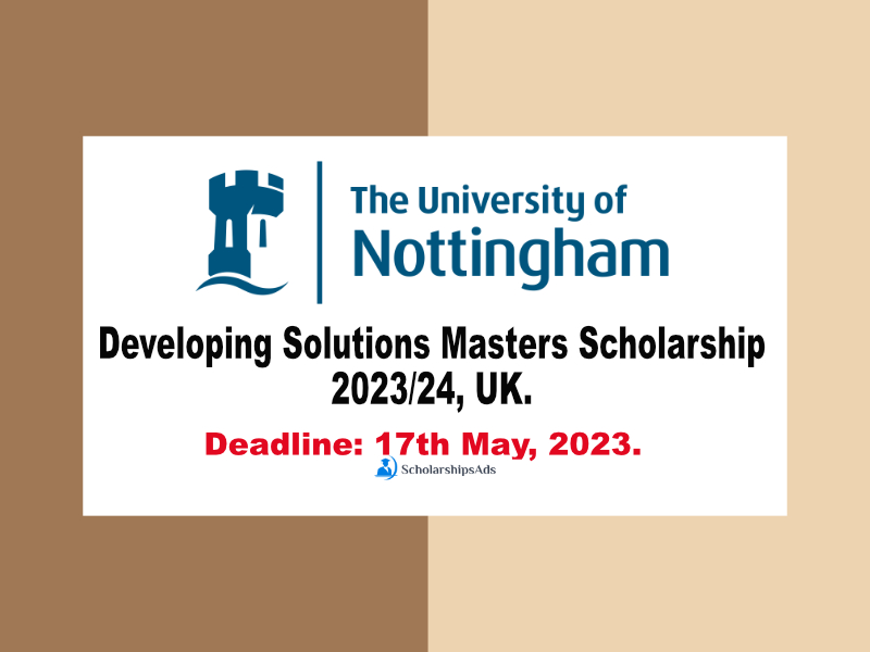 Developing Solutions Masters Scholarship 2023/24, UK.