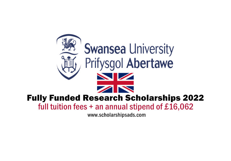 Swansea University Wales UK Fully Funded Research Scholarships.