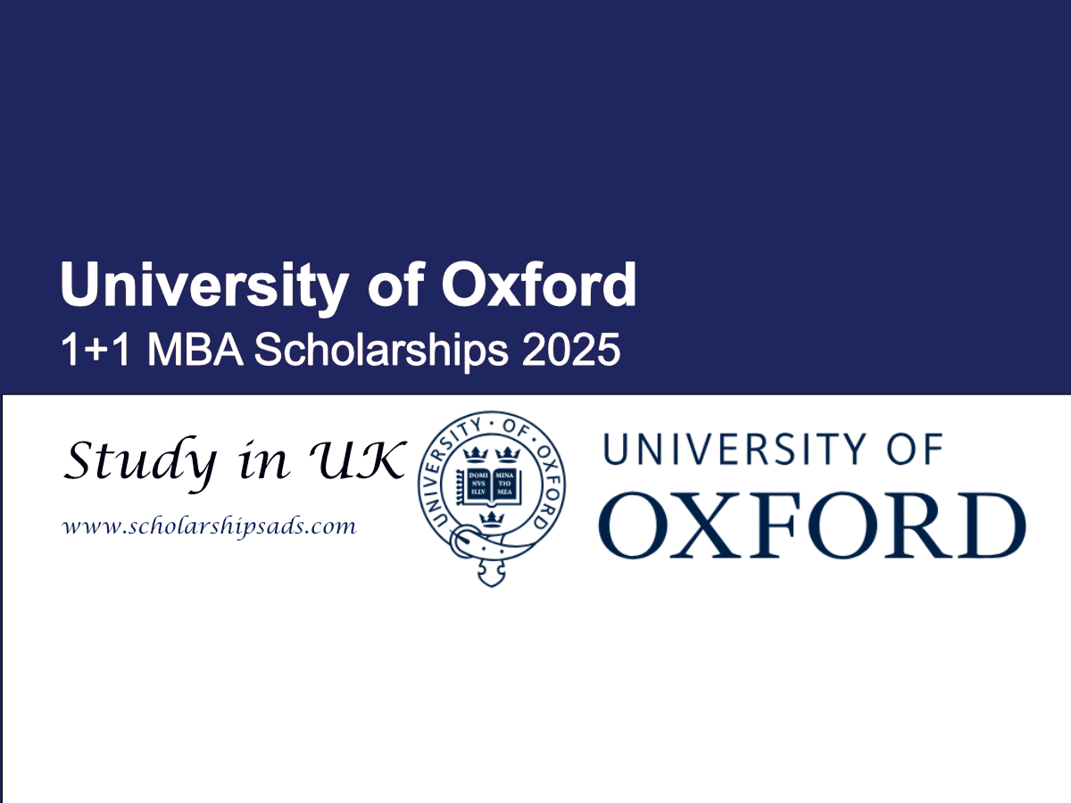 University of Oxford UK 1+1 MBA Scholarships.