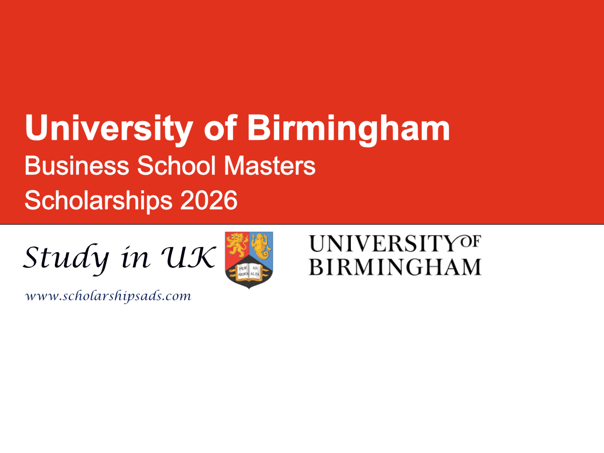UK University of Birmingham Business School Masters Scholarships 2026