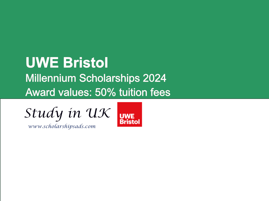 UWE Bristol Millennium Scholarships 2024, Study in UK. (For International Students)