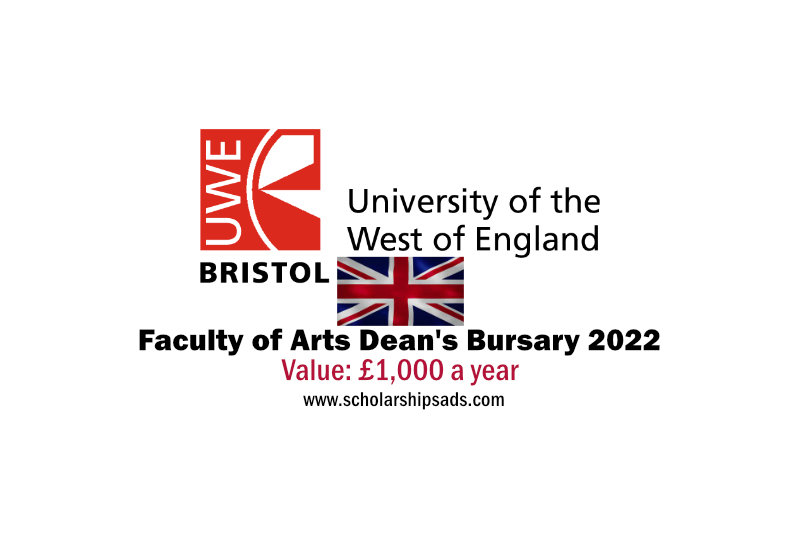 UWE Bristol England UK Faculty of Arts Dean&#039;s Bursary 2022/2023