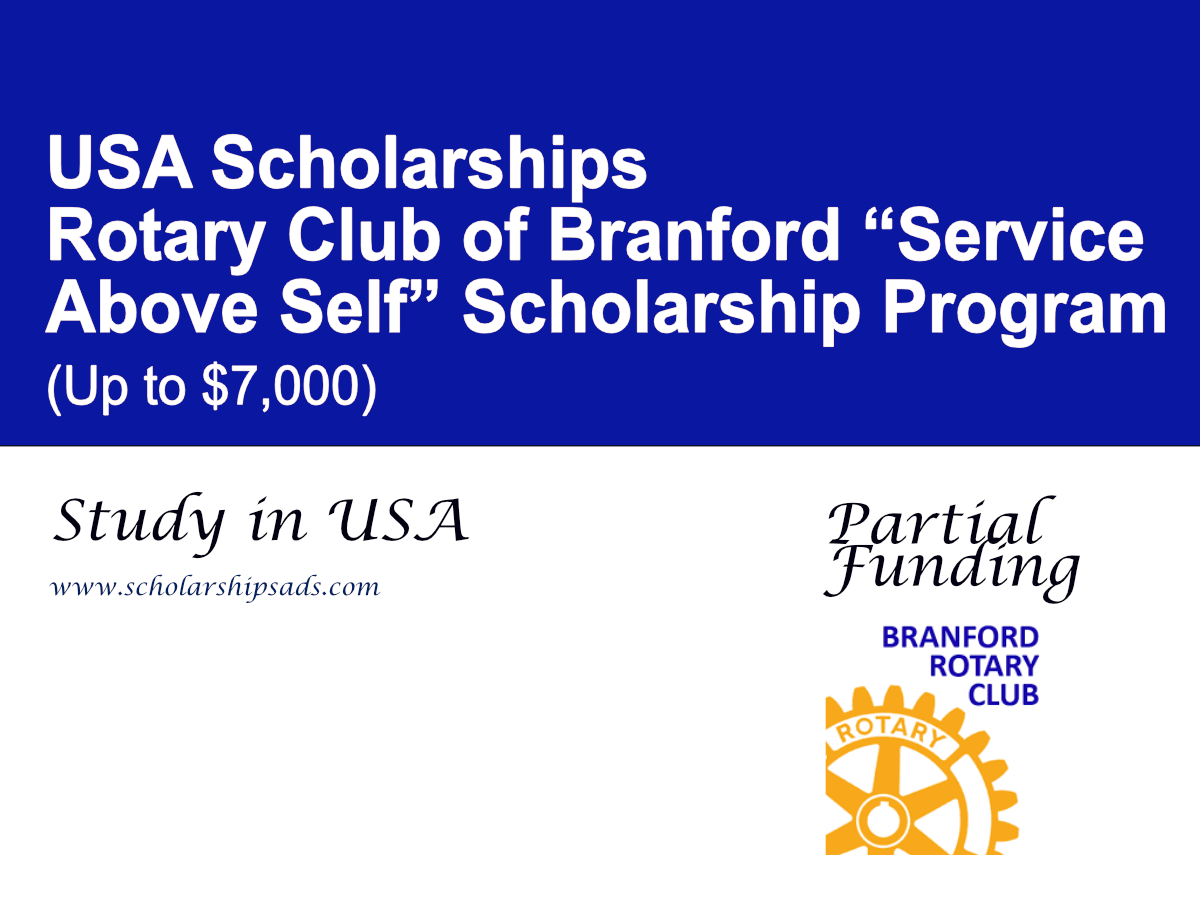 Rotary Club of Branford “Service Above Self” Scholarship Program (Up to $7,000)