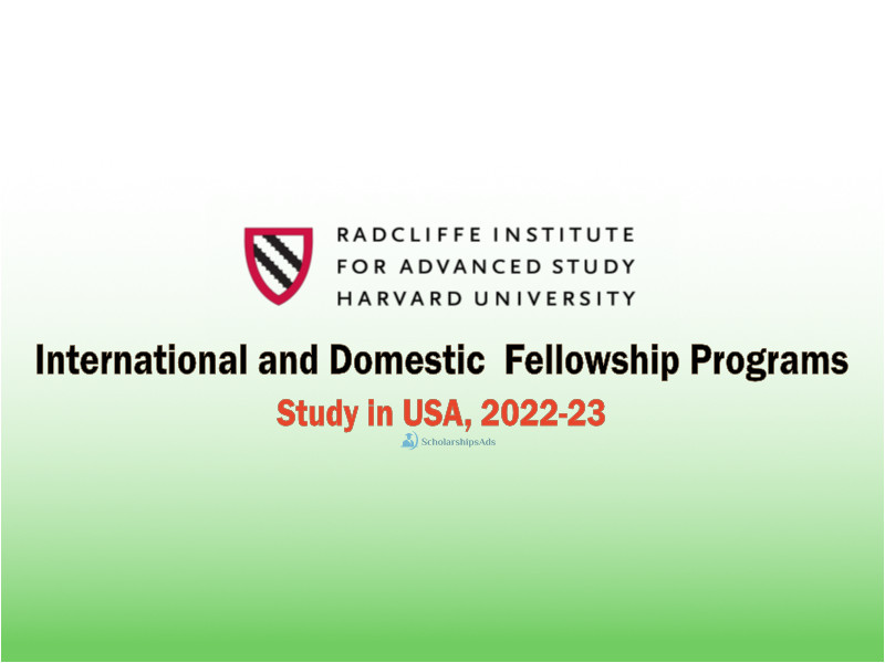  Harvard Radcliffe Institute Fellowship Programs, USA 2022-23 