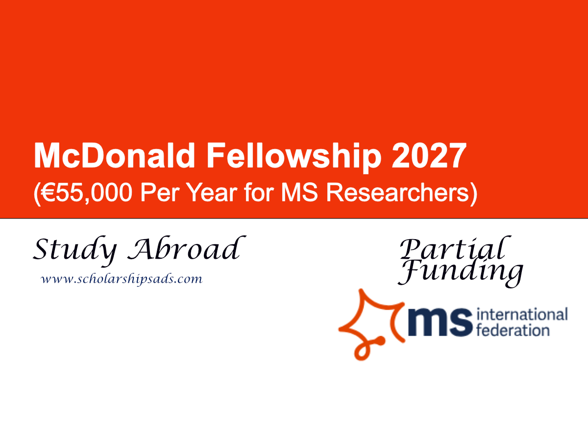 McDonald Fellowship 2027 (€55,000 Per Year for MS Researchers)