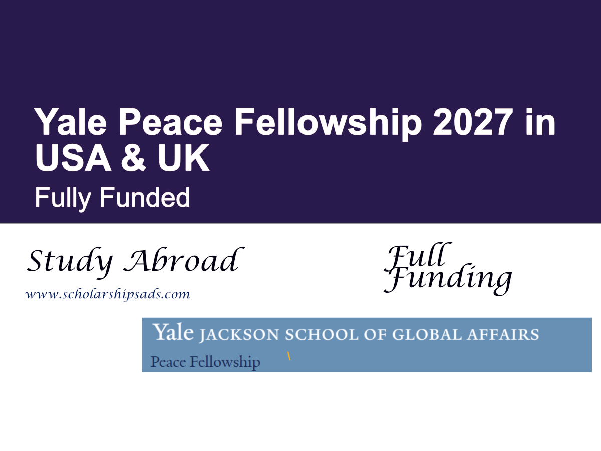 Yale Peace Fellowship 2027 in USA & UK – Fully Funded