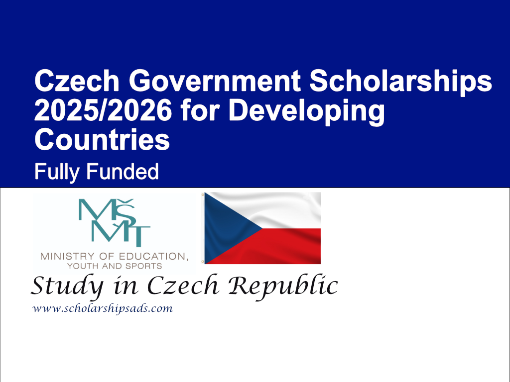 Czech Government Scholarships 2025/2026 for Developing Countries, Czech Republic (Fully Funded)