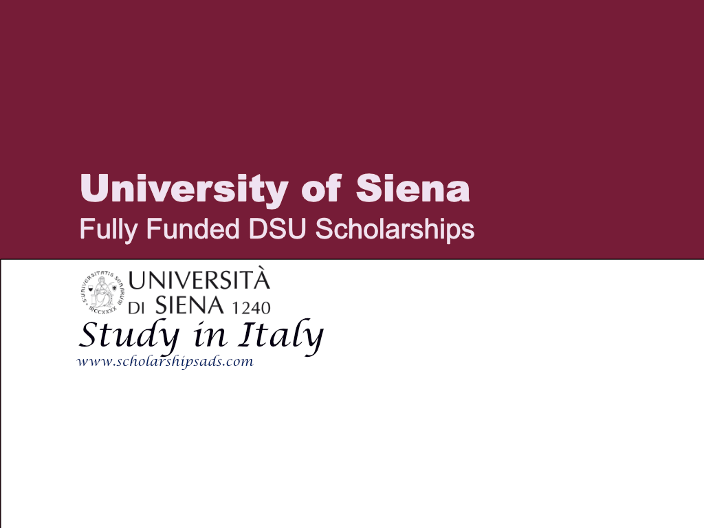 University of Siena Fully Funded DSU Scholarships.