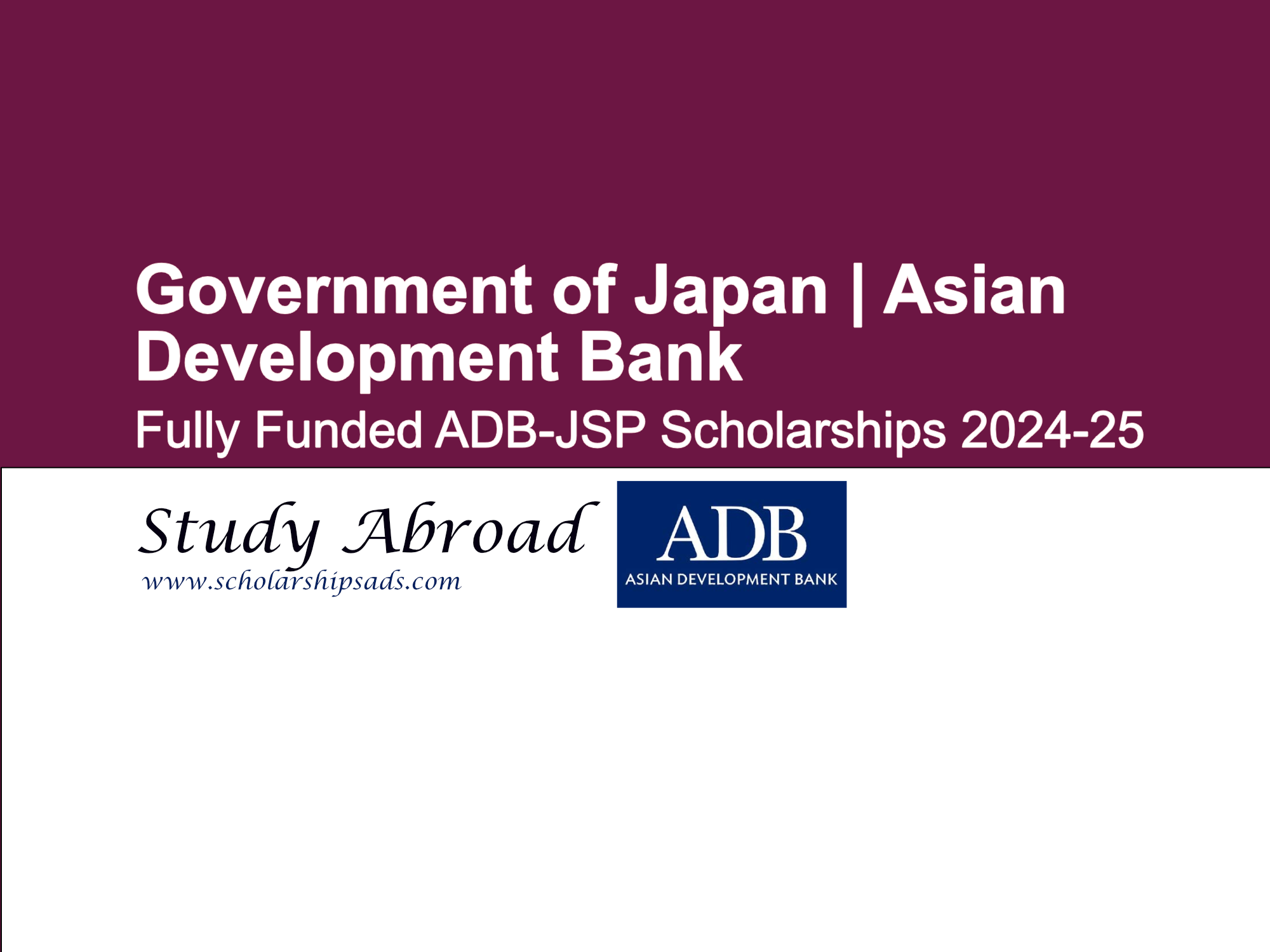 Government of Japan ADB Scholarship 2024. (Fully Funded)