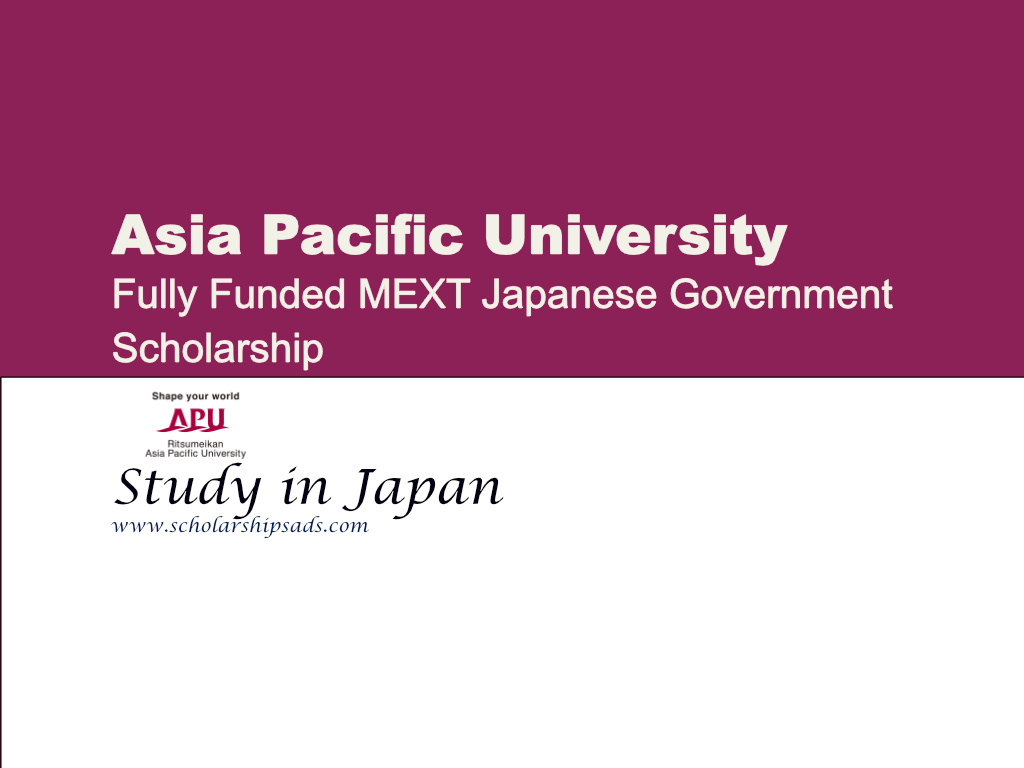  MEXT Asia Pacific University Japanese Government Scholarships. 