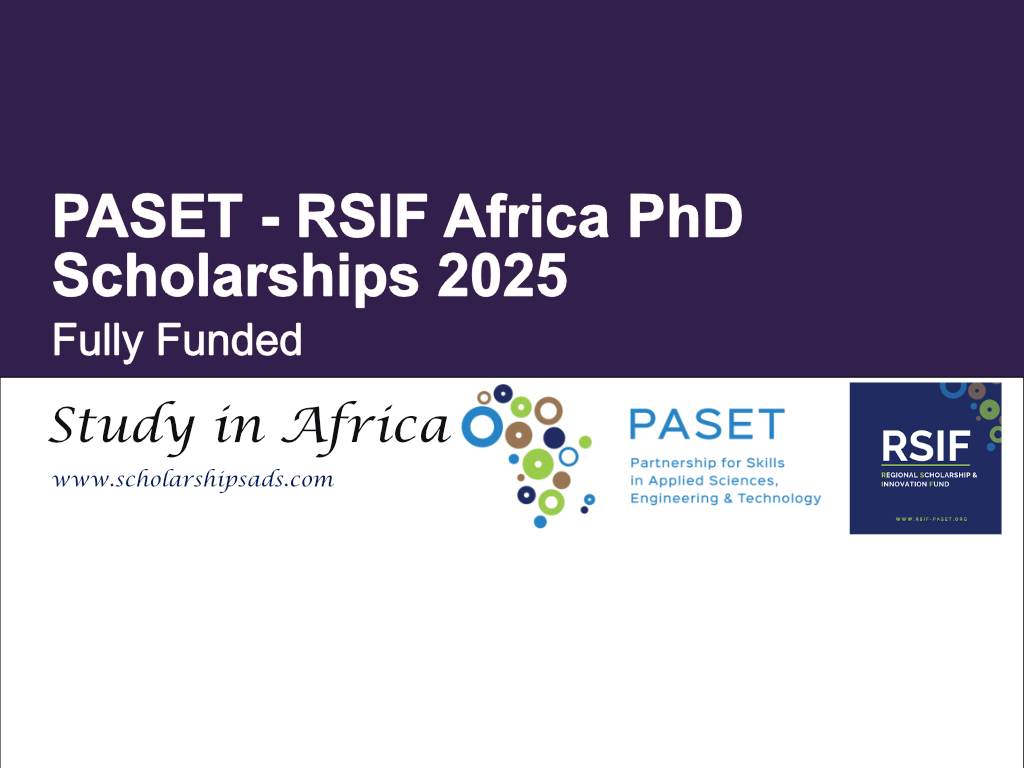 PASET - RSIF Africa PhD Scholarships 2025 (Fully Funded)